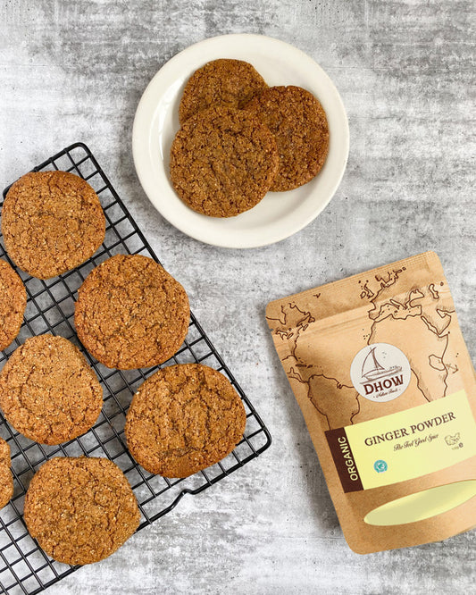 Ginger cookies by Sienna Watson using Dhow Ginger Powder, 100% pure, vegan, organic & natural.